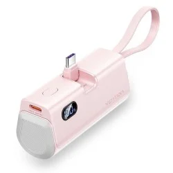 Vention Power Bank LED Display 4800mAh (USB-C + Lightning + USB-C) 22.5W Foldable USB-C Type _ Pink